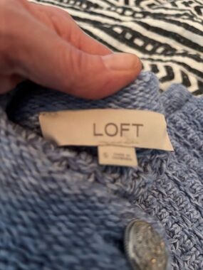 LOFT Soft Blue Textured Knit Cardigan